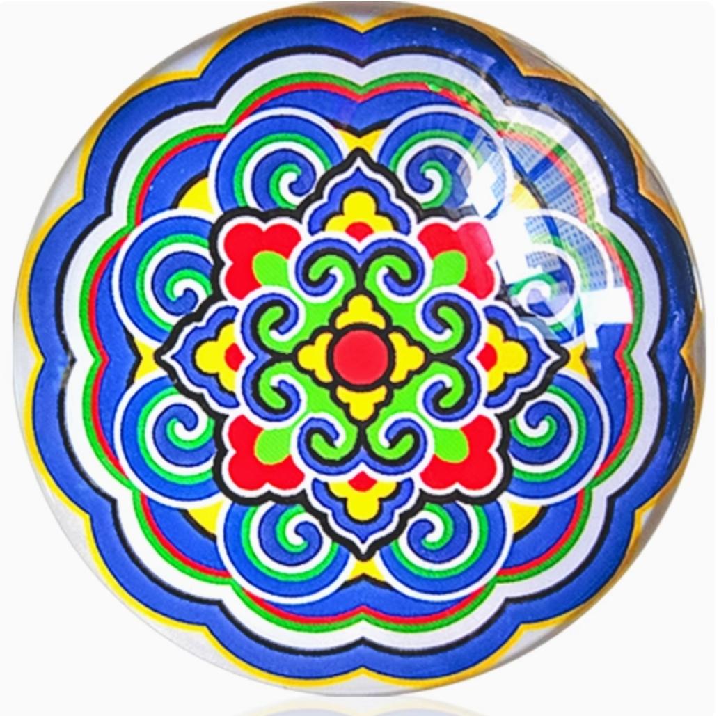 藏式宝相花纹水晶玻璃冰箱贴