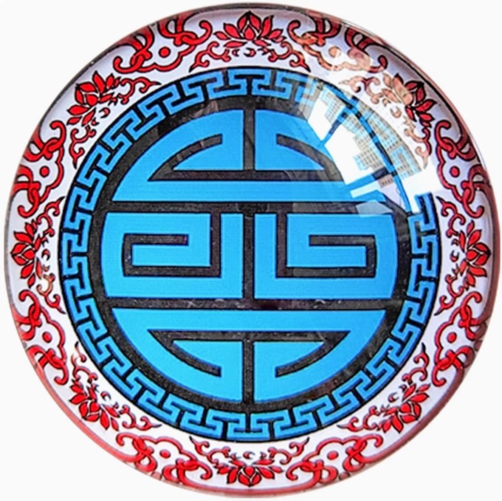 藏式福寿纹水晶玻璃冰箱贴